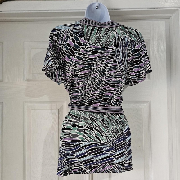 Y2k vintage whimsical fairy patterned wrap blouseSize medium - Picture 3 of 5